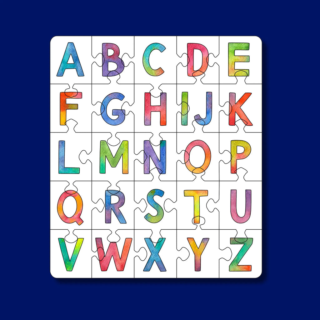 25 piece colorful Alphabet Puzzle that covers from A-Z