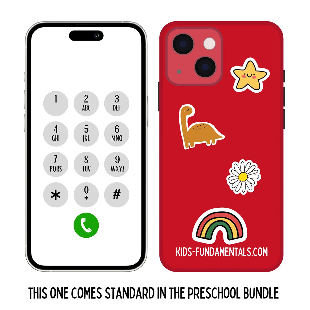 Front and back view of the red phone for the Preschool Bundle - Kids Fundamentals