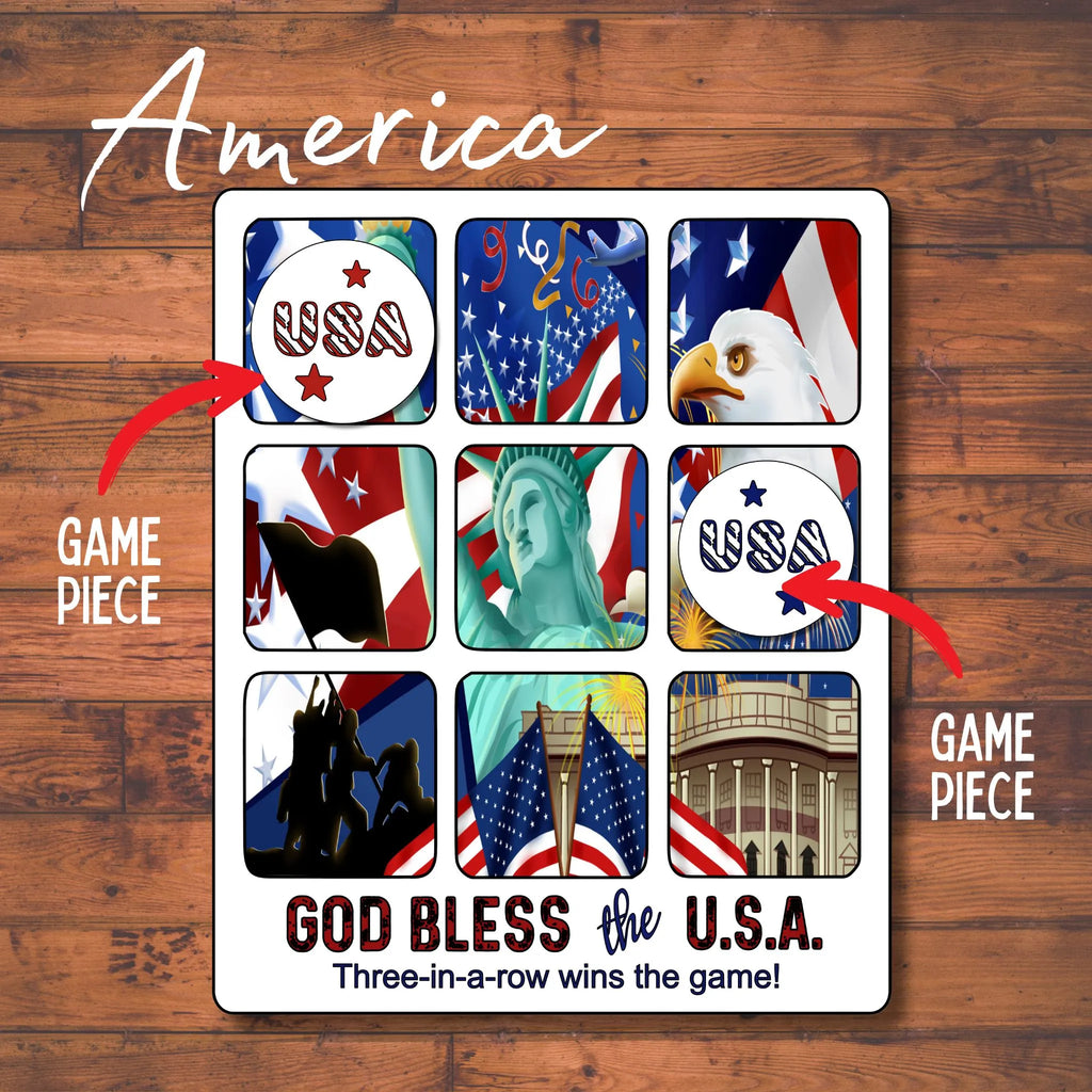 Tic Tac Toe and Hangman Game Board with God bless the USA design