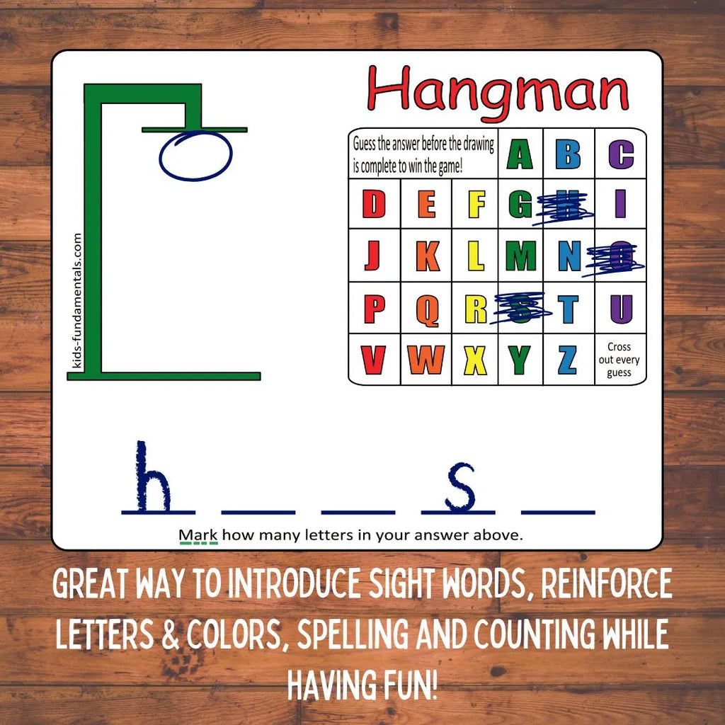 Hangman Game side of the Acrylic Tic Tac Toe and Hangman Board Game