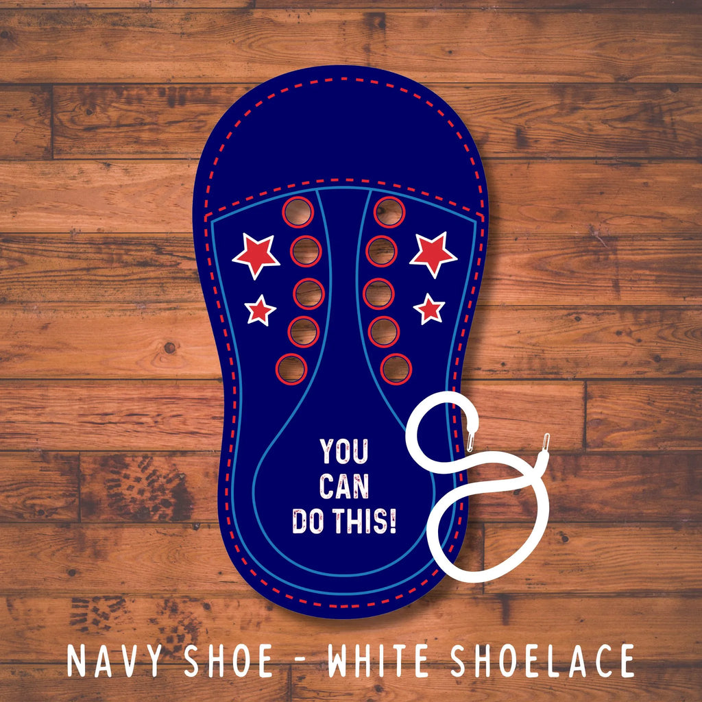 Navy blue practice Lacing Sneaker with a star design and a white shoelace - Kids Fundamentals