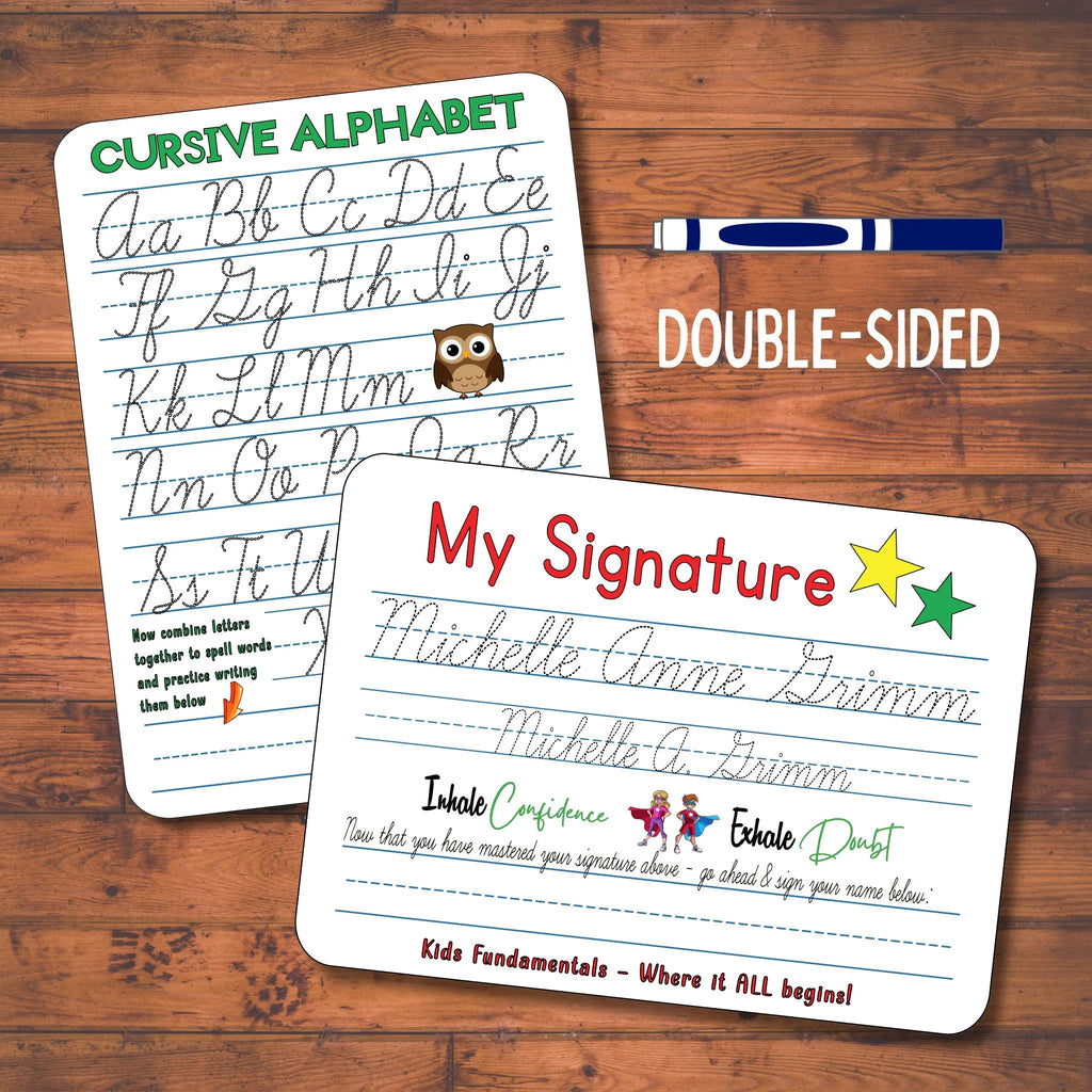 Cursive Handwriting Practice Board is double-sided