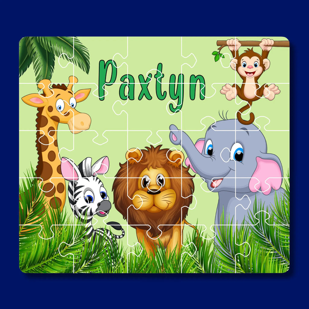 25 piece puzzle for preschoolers with a jungle design and personalized with the child's first name - Kids Fundamentals